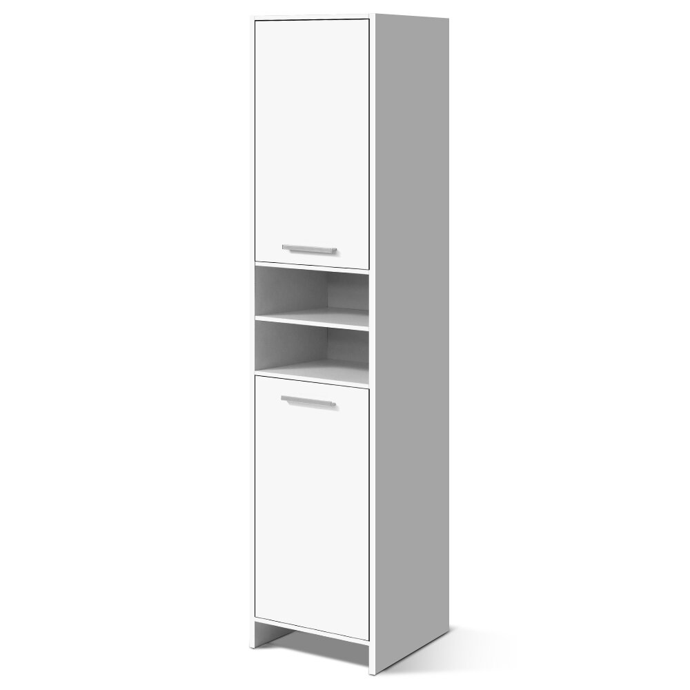 New 185cm Bathroom Pantry Toilet Storage Cabinet Laundry Cupboard Adjustable Shelf White