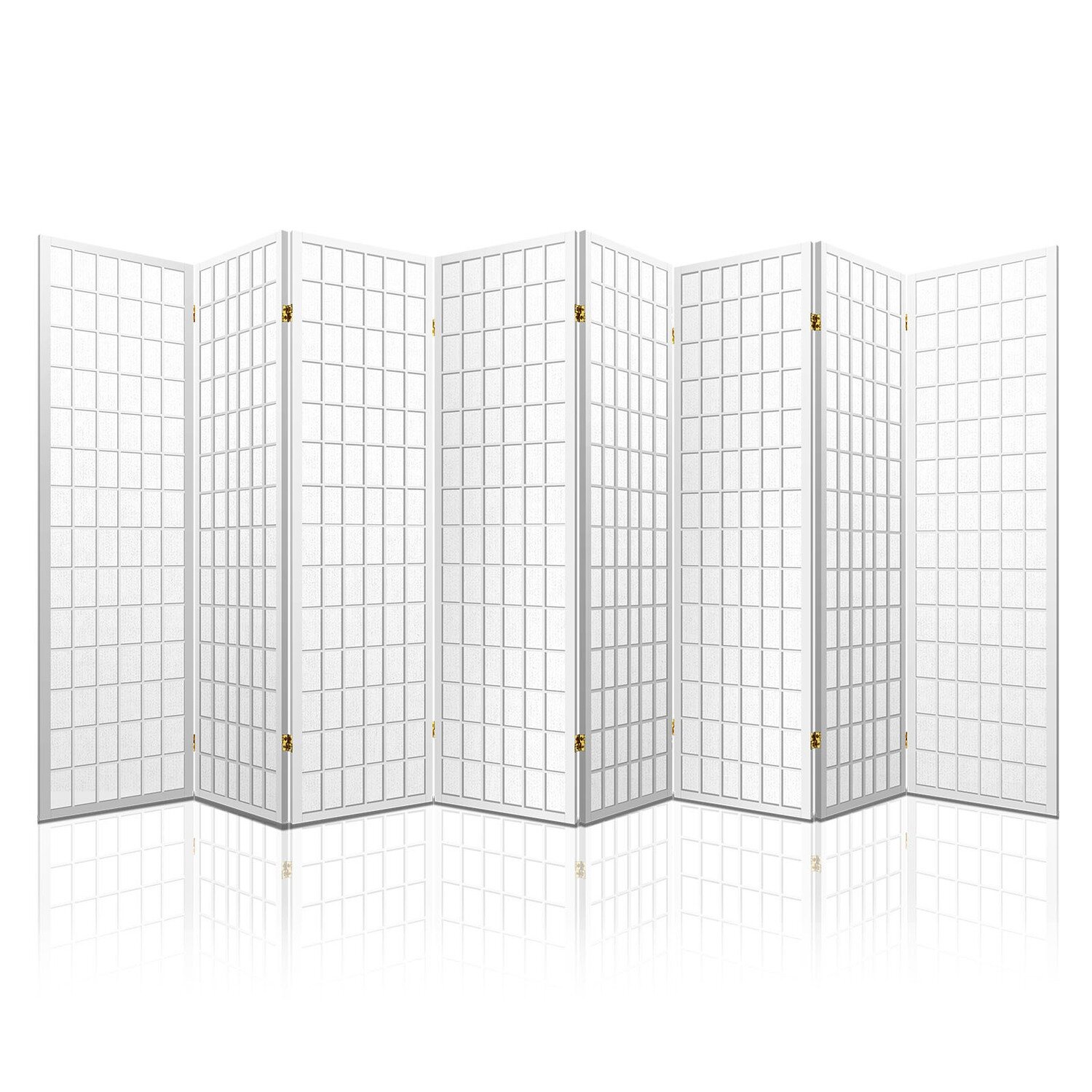 New 8 Panel Room Divider Privacy Screen Dividers Stand Oriental Vintage White