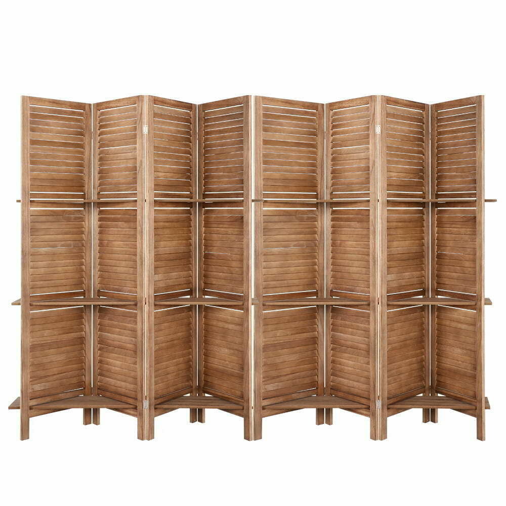 New Room Divider Screen 8 Panel Privacy Dividers Shelf Wooden Timber Stand