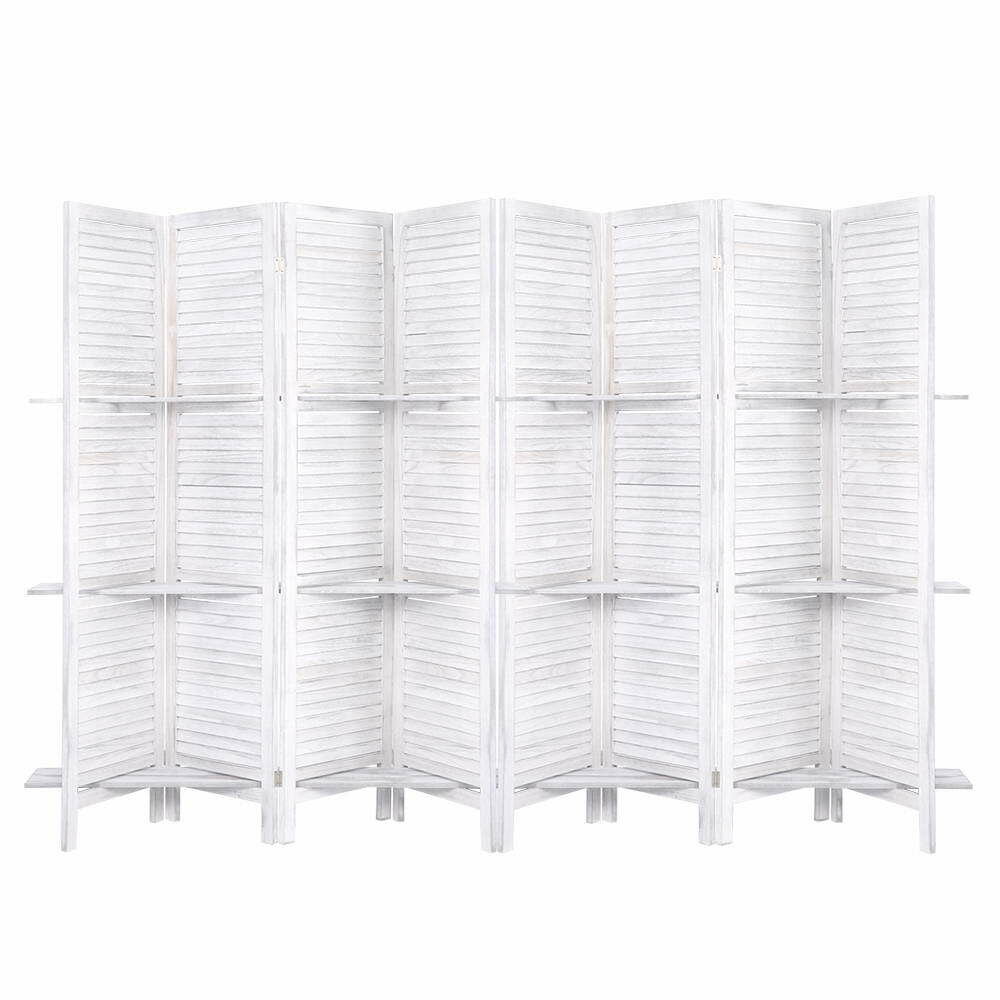 New Room Divider Screen 8 Panel Privacy Foldable Dividers Timber Stand Shelf