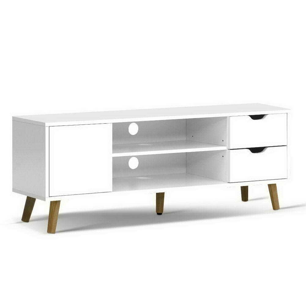 New TV Cabinet Entertainment Unit Stand Wooden Scandinavian 120cm White