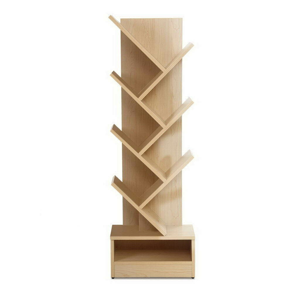 New Display Shelf 7-Shelf Tree Bookshelf Book Storage Rack Bookcase Natural
