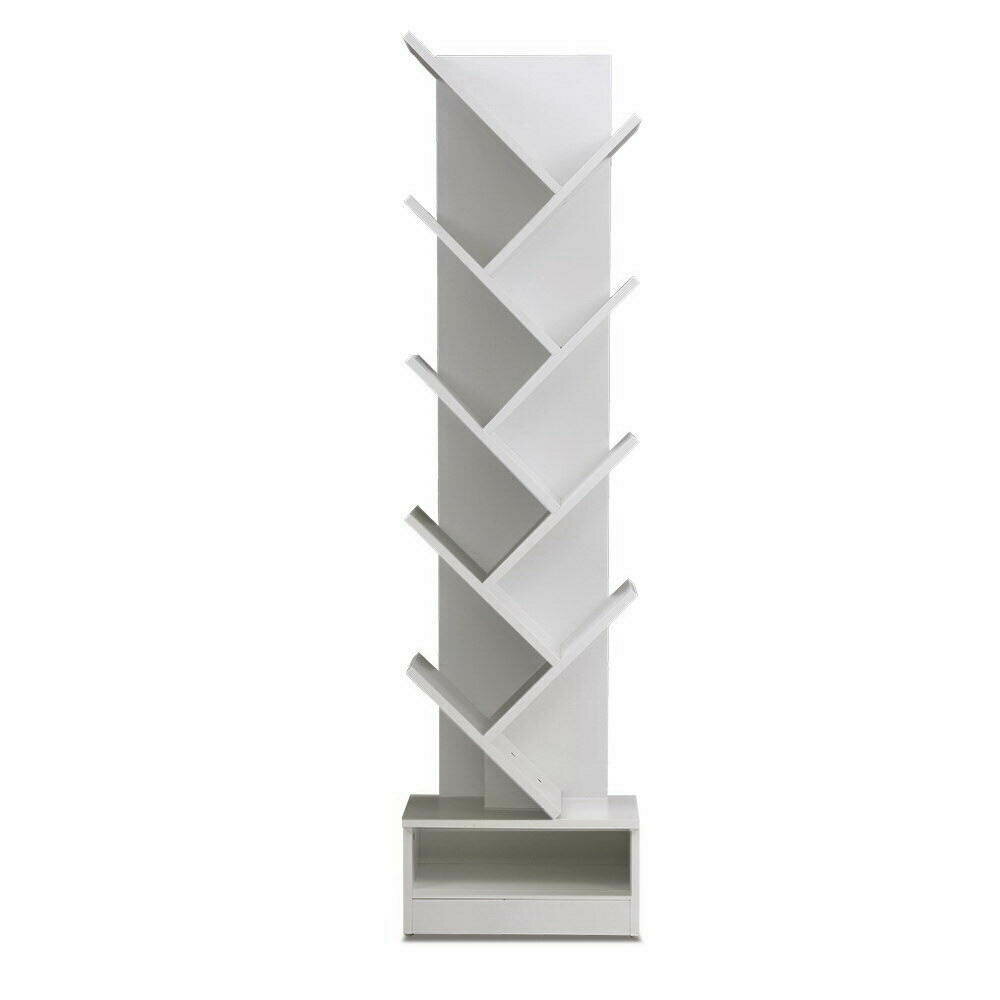 New Display Shelf 9-Shelf Tree Bookshelf Book Storage Rack Bookcase White