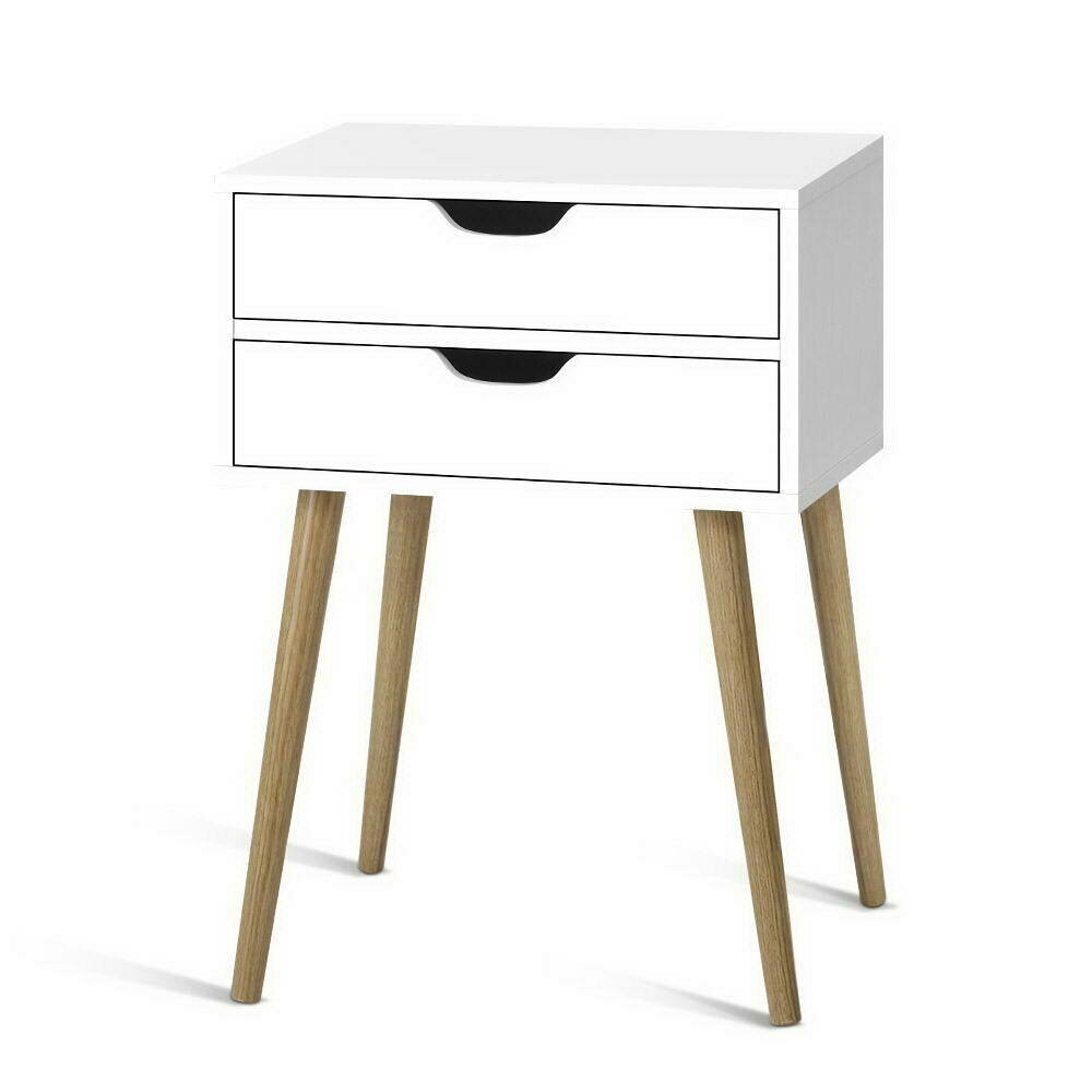New Bedside Tables Drawers Side Table Nightstand Wood Storage Cabinet White