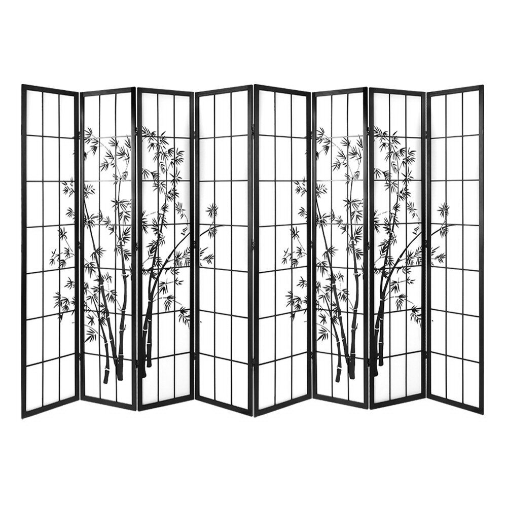 New 8 Panel Room Divider Screen Privacy Dividers Pine Wood Stand Shoji Bamboo Black White