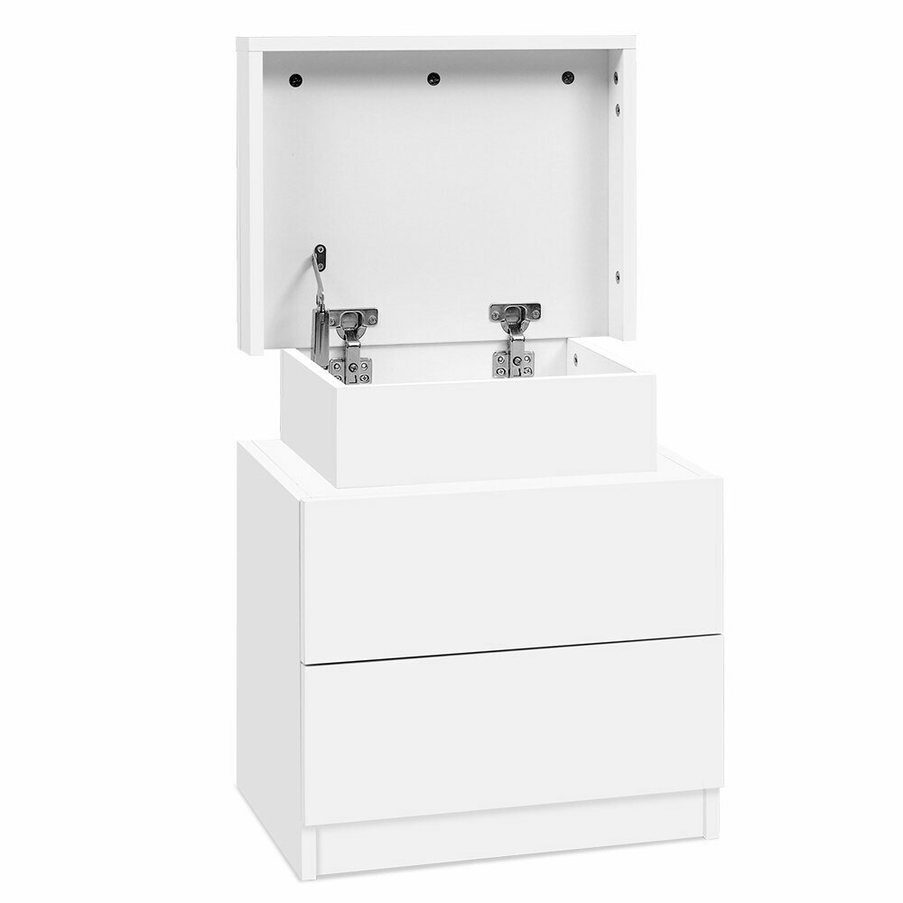 New Bedside Tables 2 Drawers Side Table Storage Nightstand White Bedroom Wood