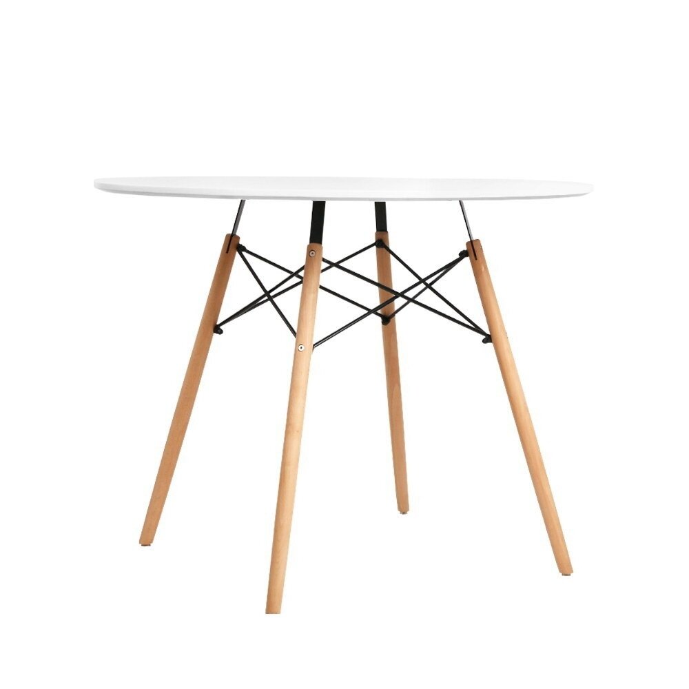 New Dining Table Round 4 Seater Replica Tables Cafe Timber White 90cm