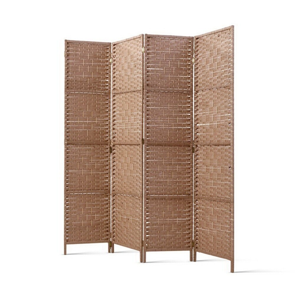New 4 Panel Room Divider Screen Privacy Rattan Timber Foldable Dividers Stand Hand Woven