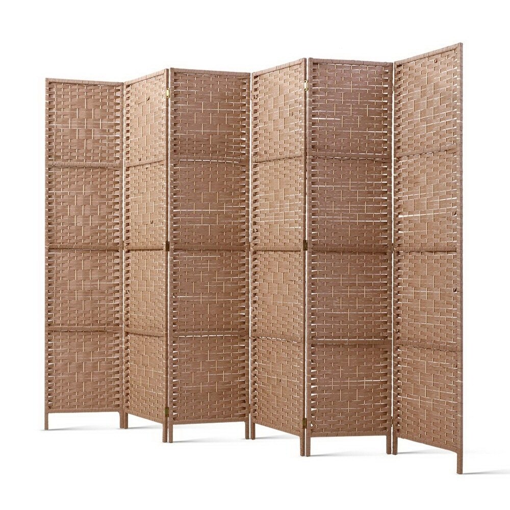 New 6 Panel Room Divider Screen Privacy Rattan Timber Foldable Dividers Stand Hand Woven