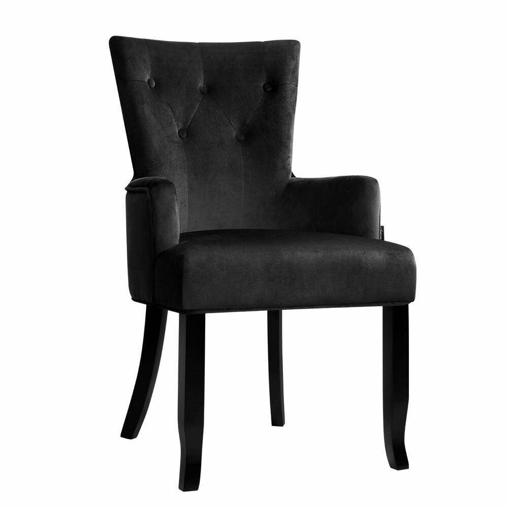New Dining Chairs French Provincial Chair Velvet Fabric Timber Retro Black