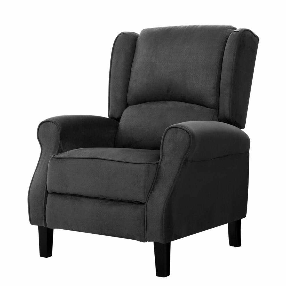 New Recliner Chair Adjustable Sofa Lounge Soft Suede Armchair Couch Charcoal