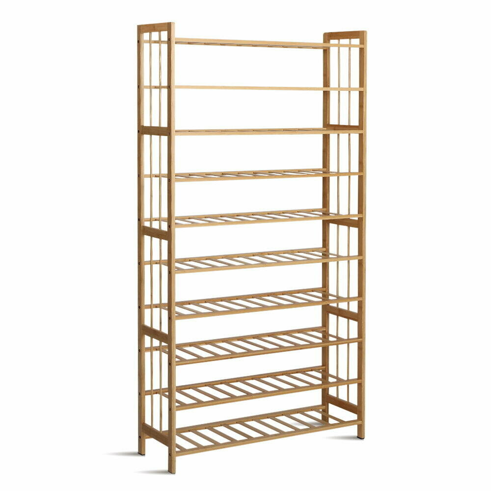 New 10-Tier Bamboo Shoe Rack Wooden Shelf Stand Storage Organizer