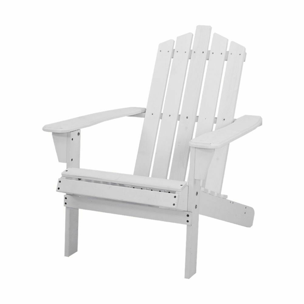 Outdoor Sun Lounge Beach Chairs Table Setting Wooden Adirondack Patio - White
