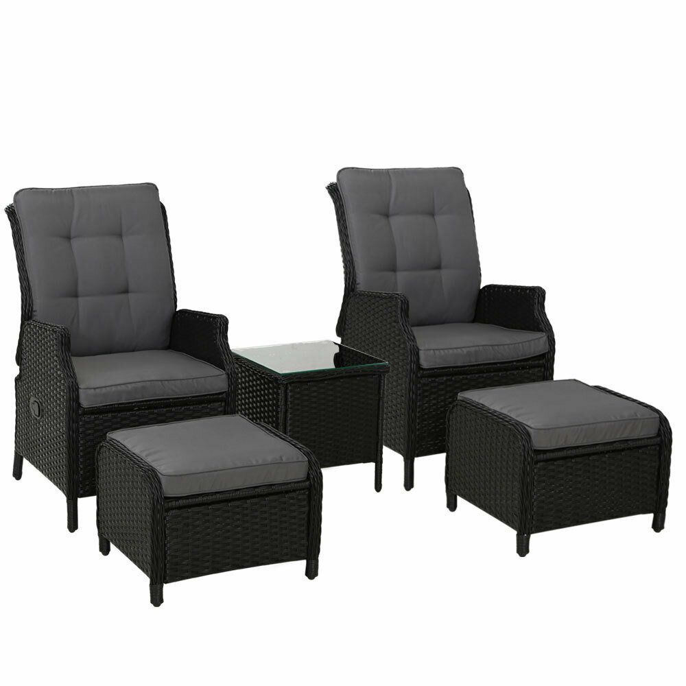 Recliner Chairs Sun lounge Setting Outdoor Furniture Patio Garden Wicker