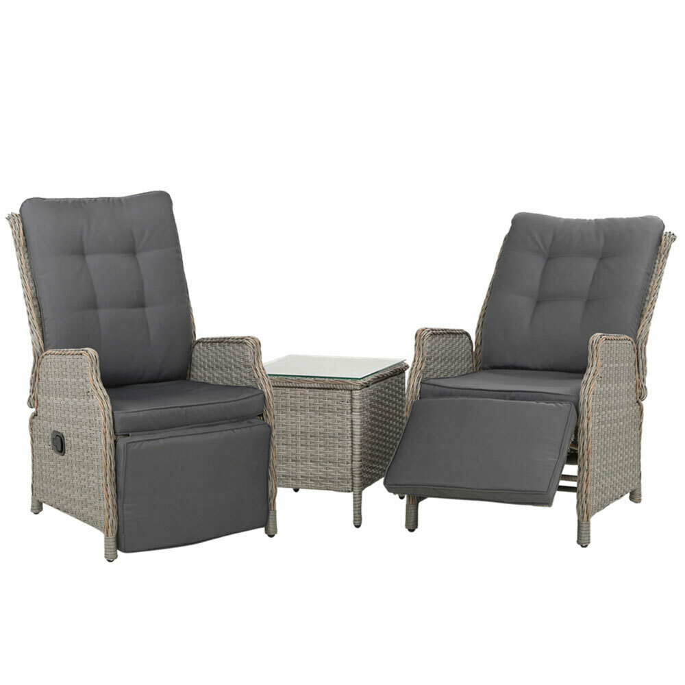 Recliner Chairs Outdoor Sun lounge Setting Patio Furniture Wicker Sofa