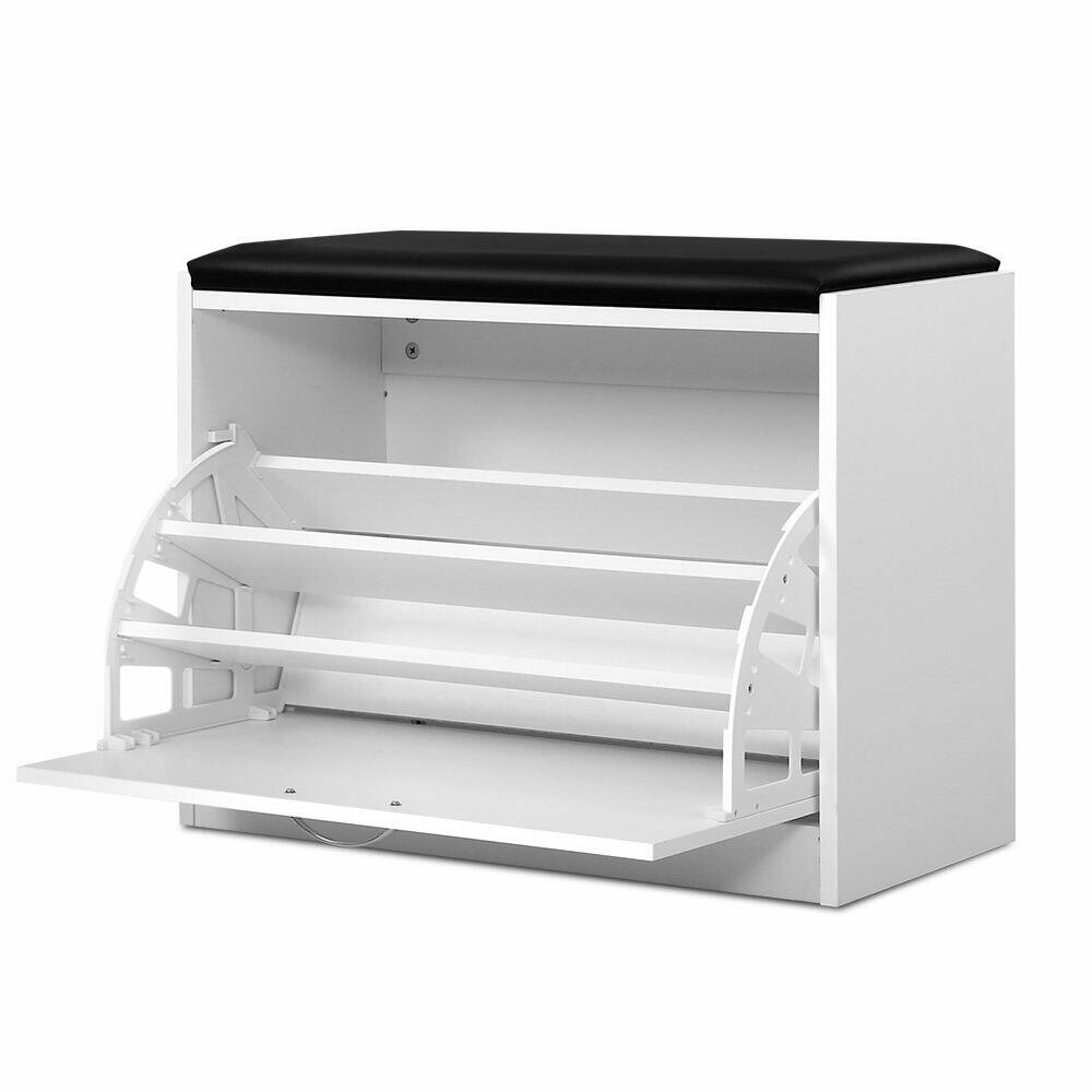 New Shoe Cabinet Bench Shoes Storage Rack Organiser Drawer White 15 Pairs