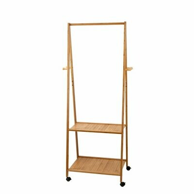 New Bamboo Hanger Stand Wooden Clothes Rack Display Shelf
