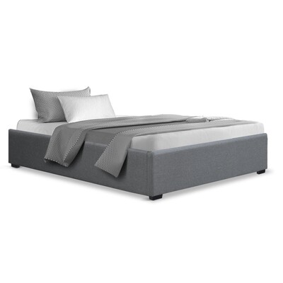 New King Single Size Gas Lift Bed Frame Base With Storage Platform Fabric