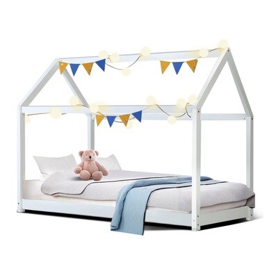 New Wooden Bed Frame Single Size Mattress Base Pine Timber Platform White