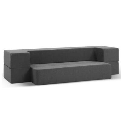 Portable Sofa Bed Folding Mattress Lounger Chair Ottoman Grey