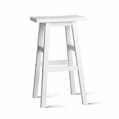 New Set of 2 Wooden Backless Bar Stools - White