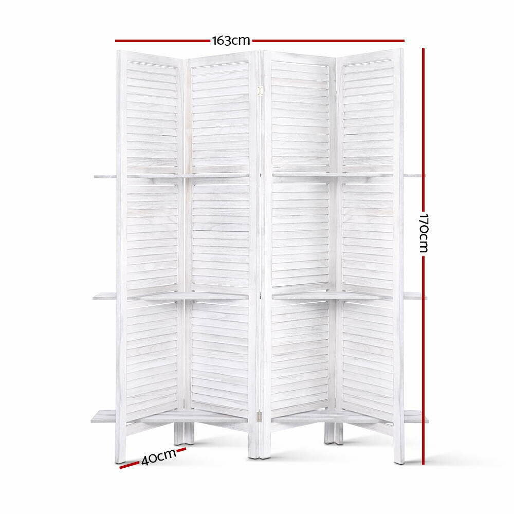 New Room Divider Privacy Screen Foldable Partition Stand 4 Panel White