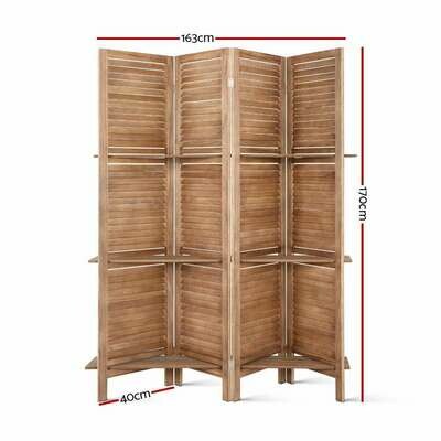 New Room Divider Privacy Screen Foldable Partition Stand 4 Panel Brown