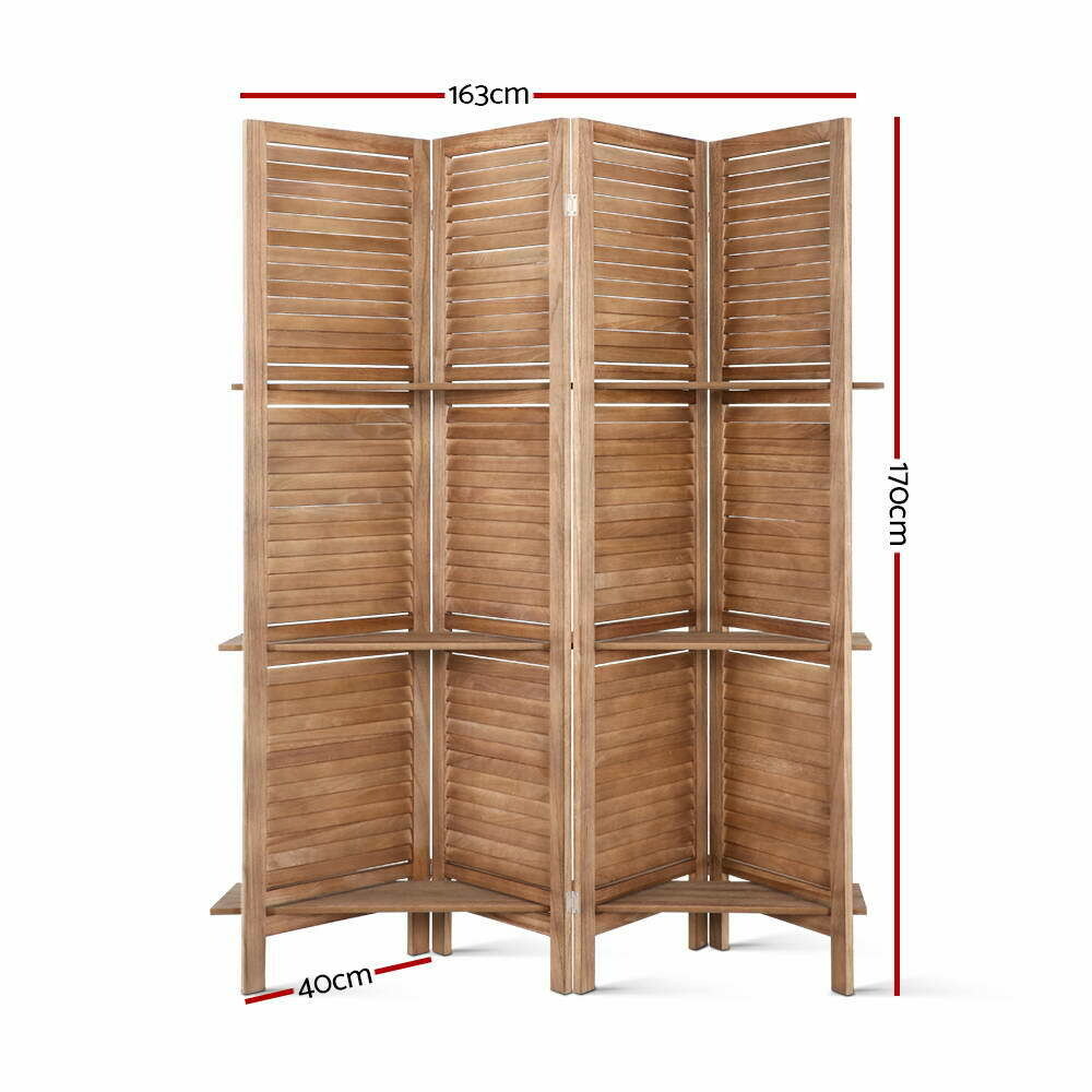 New Room Divider Privacy Screen Foldable Partition Stand 4 Panel Brown