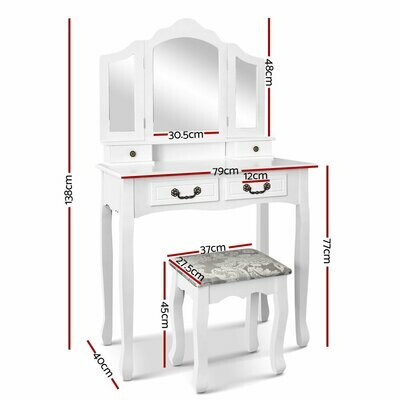 New Dressing Table with Mirror - White