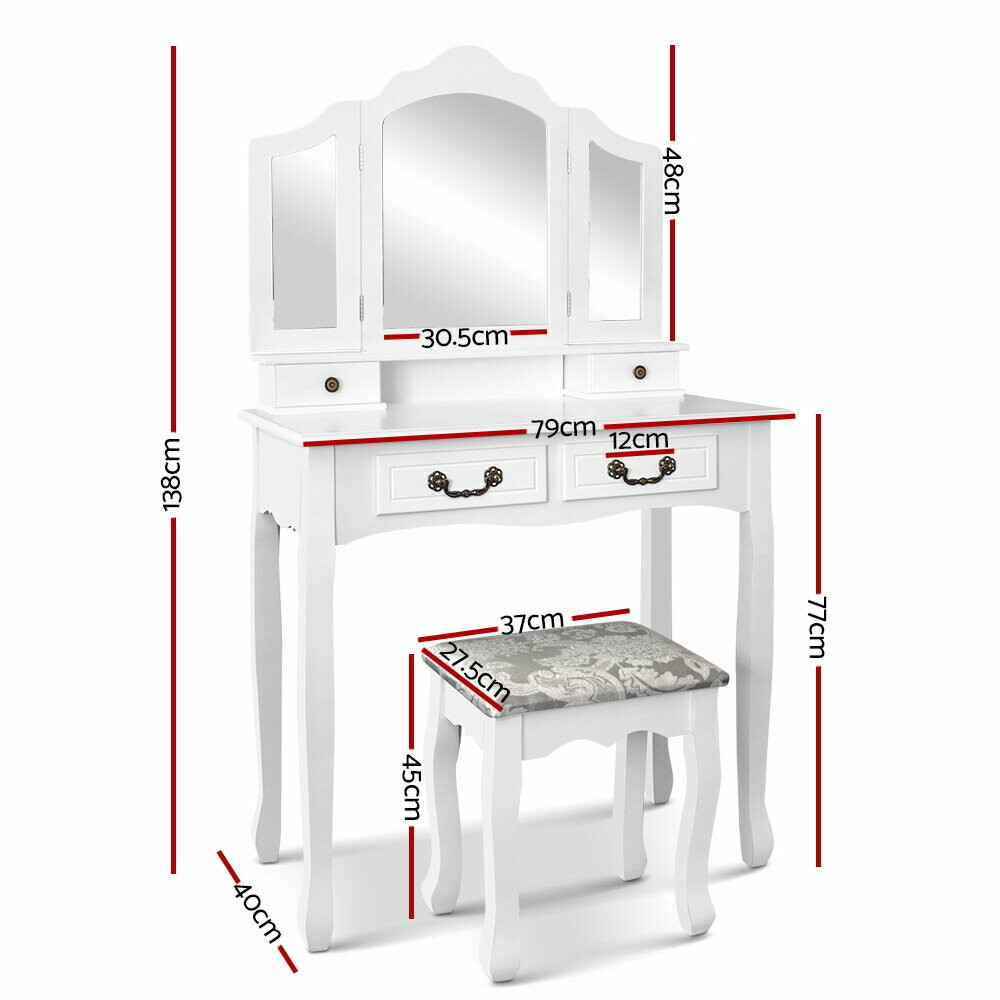 New Dressing Table with Mirror - White