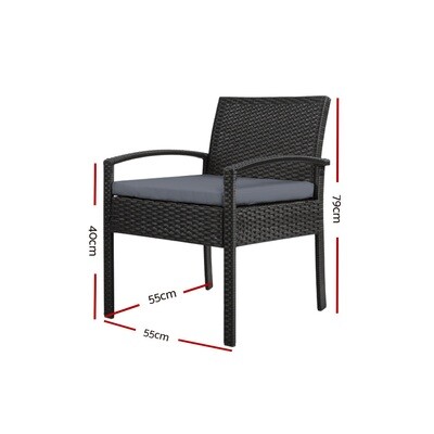 Outdoor Furniture Bistro Wicker Chair Black