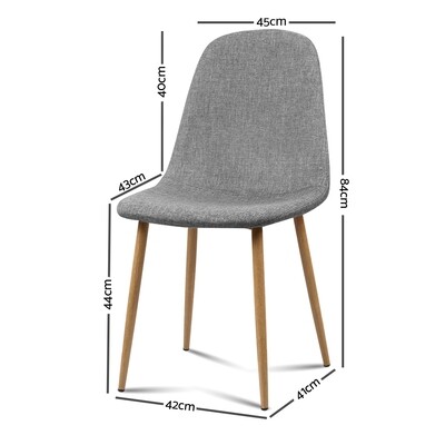 New Set of 4 Adamas Fabric Dining Chairs - Light Grey