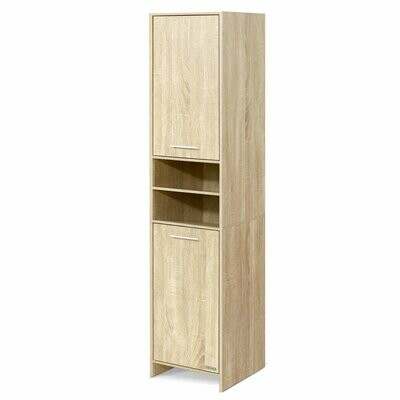 New 185cm Bathroom Pantry Cabinet Furniture Toilet Storage Laundry Cupboard Oak
