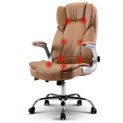 New Massage Office Chair Gaming Chair Computer Desk Chair 8 Point Vibration Espresso