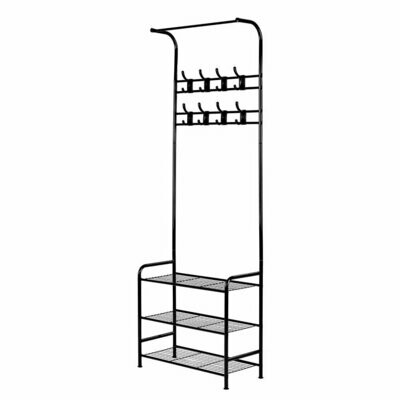 New Clothes Rack Coat Stand Garment Portable Hanger Airer Organiser Shoe Storage Metal Black