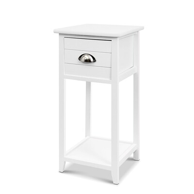 New Bedside Table Nightstand Drawer Storage Cabinet Lamp Side Shelf White