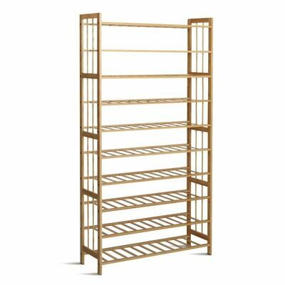 New 10-Tier Bamboo Shoe Rack Wooden Shelf Stand Storage Organizer