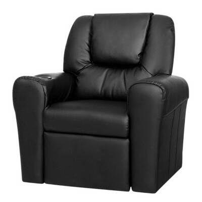 Luxury Kids Recliner Sofa Children Lounge Chair PU Couch Armchair Black