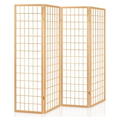 New 4 Panel Wooden Room Divider - Natural