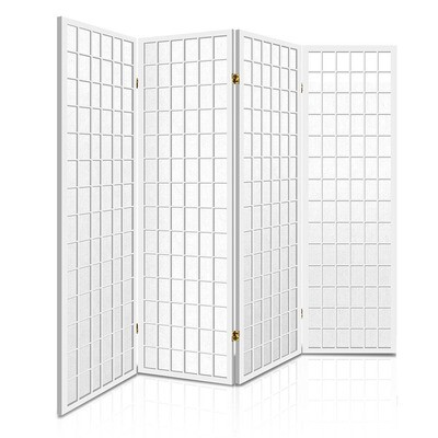 New 4 Panel Wooden Room Divider - White