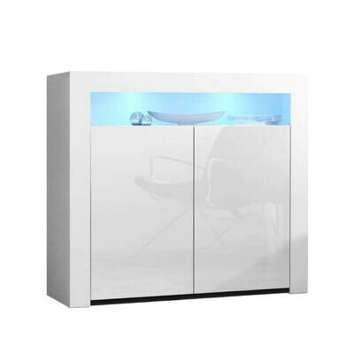 New Buffet Sideboard Cabinet LED High Gloss Storage Cupboard 2 Doors White