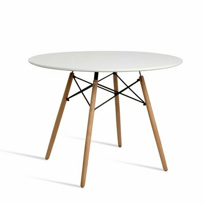 New Dining Table 4 Seater Round Replica DSW Eiffel Kitchen Timber White