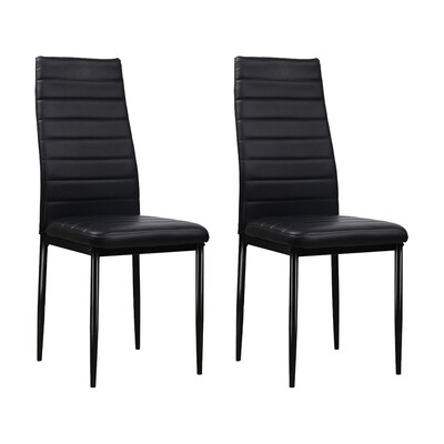 New Set of 4 Dining Chairs PVC Leather - Black