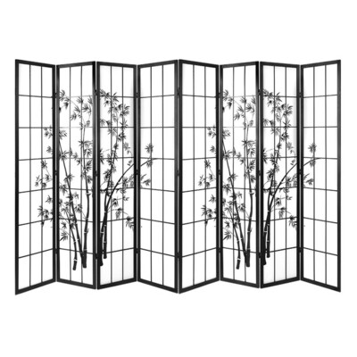 New 8 Panel Room Divider Screen Privacy Dividers Pine Wood Stand Shoji Bamboo Black White