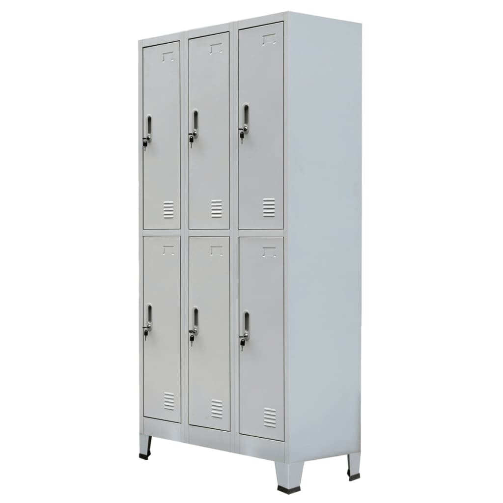 Locker Cabinet with 6 Compartments Steel 90x45x180 cm Grey