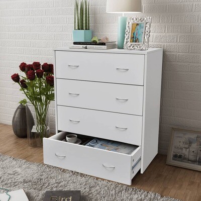 Chest of Drawers Sideboard with 4 Drawers 60x30.5x71 cm White