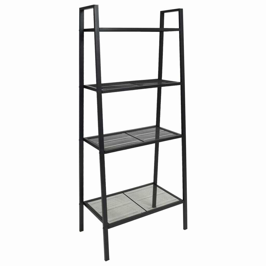 Ladder Bookcase 4 Tiers Metal Black