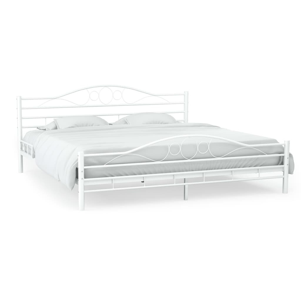 Bed Frame White Metal 153x203 cm