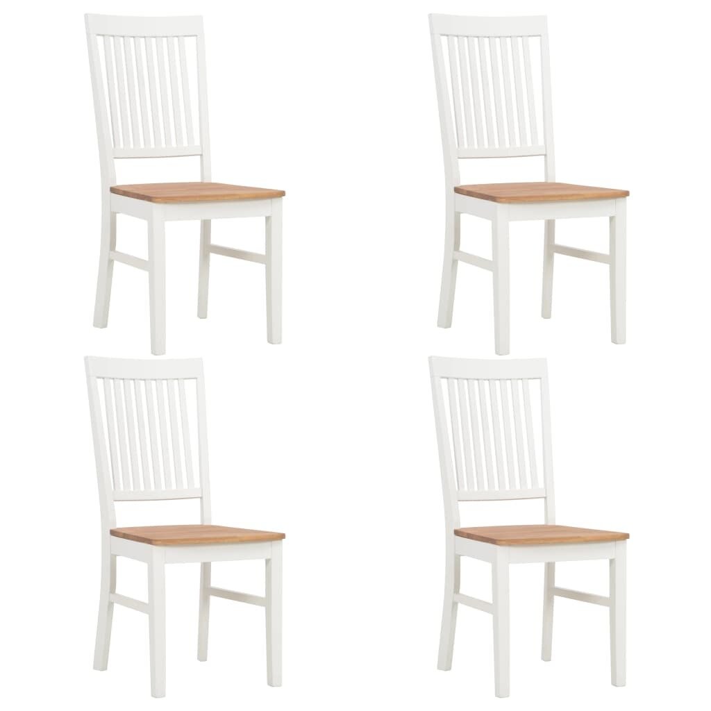 Dining Chairs 4 pcs White Solid Oak Wood
