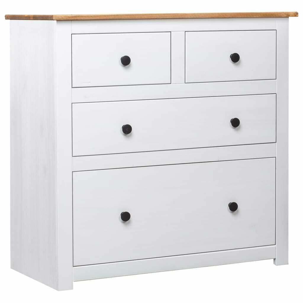 Tallboy Chest Of Drawers Sideboard White 80x40x83 cm Pinewood Panama Range